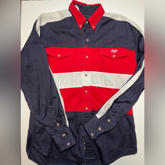 Roper Rodeo Cowboy Western USA Red White Blue Button Up Pocket Size Medium - Picture 5 of 9